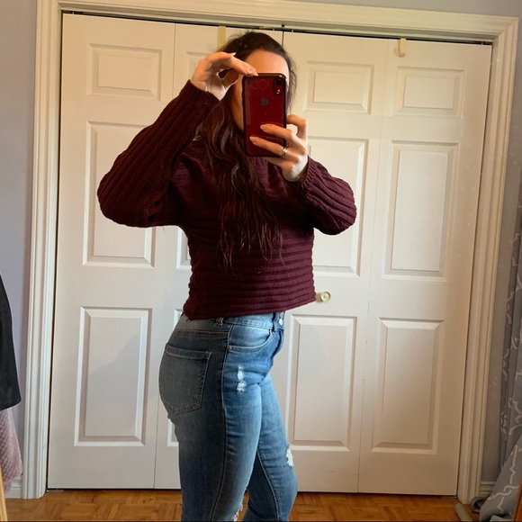 URBAN HERITAGE plum crop long sleeve sweater size large - Picture 3 of 11